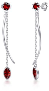 PHNIBIRD 925 Sterling Silber Hypoallergen Tropfen Ohrringe Lang Hängend mit Geburtsstein Elegante Ohrhänger Schmuck Geschenk für Frauen Freundin Mama Mädchen