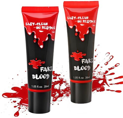 HOUSN Halloween Kunstblut,2er 30 ml Set Fake Blood, Kunstblut-Gel,Realistisches,Auswaschbar & Hautfreundlich für Karneval,Theaterschminke, Cosplay