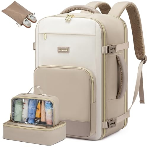 LOVEVOOK Handbagageryggsäck, ryggsäck, handbagage, flygplan, stor reseryggsäck för kvinnor, stänksäker, reseryggsäck för resor och affärer, oumbärlig för, 45x30x20cm-40L, Minimalistisk