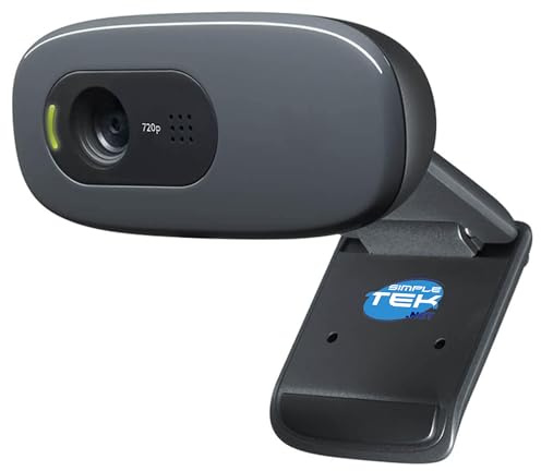 SIMPLETEK - Webcam HD Logitech C270 720p avec microphone à réduction de bruit et correction automatique de la lumière