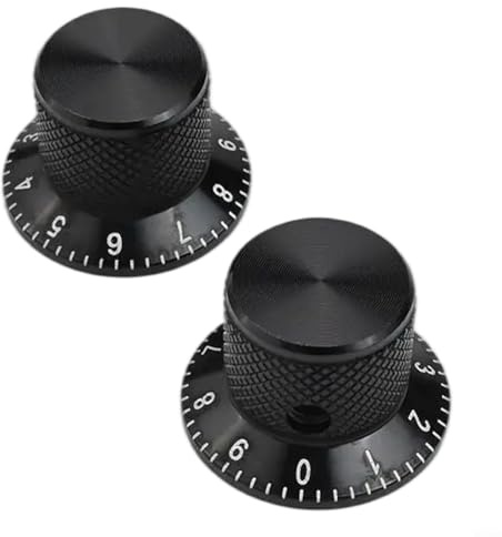 Potentiometer-Drehknopf, 2 Stück, Aluminium, massiver Kern, Lautstärkeregler mit 6 mm Loch für E-Gitarre, 17 mm Durchmesser oben und 25 mm Durchmesser unten, kreisförmiges Design für verbesserte