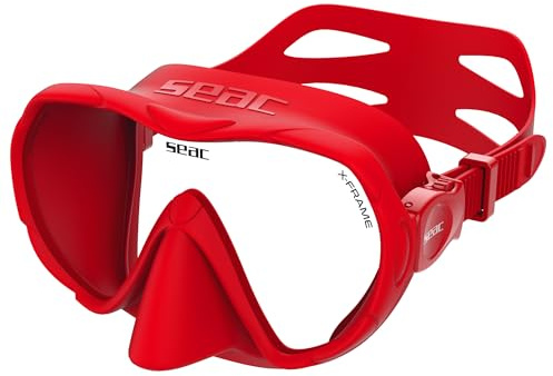 SEAC X-Frame – ramlös dykmask i silikon med enkel härdat glaslins | klar syn och stabilitet under vattnet, låg volym | För dykning och snorkling – tillverkad i Italien