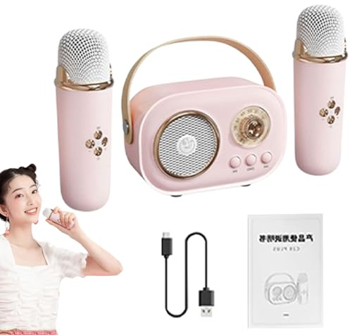 Fyrdyn Microfono karaoke wireless con altoparlante, kit altoparlanti | karaoke wireless, Microfoni Karaoke Wireless Per Adulti, Con cavo di ricarica Altoparlante per l'home entertainment da donna