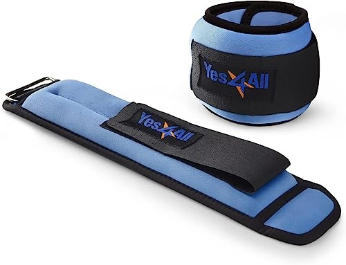 Yes4All Wrist & Ankle Weights Pair 1lb -10lbs for Women, Men Adjustable Strap - Walking, Jogging, Pilates, Gym Fitness Workout (2 lbs x2, Blue)