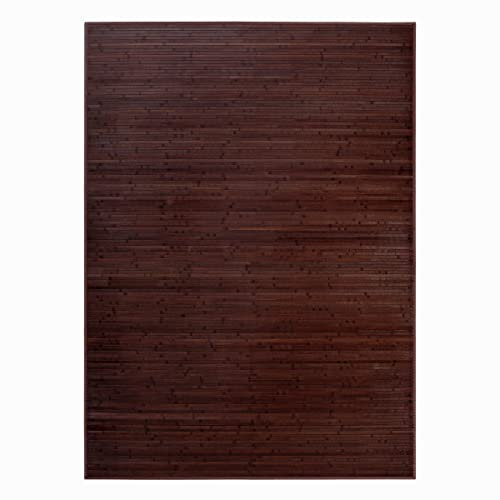 LOLAhome Alfombra de bambú Marrón Oscuro de 180x250 cm, Antideslizante, Anti Manchas, Resistente a la Humedad, para Salón, Dormitorio, Cocina, Baño, Pasillo, Garaje