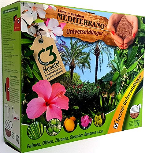Fertilizzante speciale universale per piante mediterranee, 3 kg, fertilizzante per piante tropicali mediterranee, palma, banane, olive, alberi, limoni, alberi, anfzitrus, fertilizzante per piante da