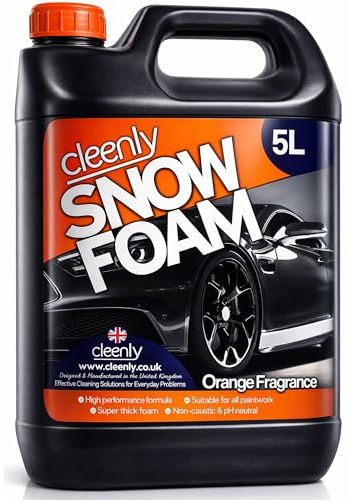 Cleenly Orange Snow Foam - High Performance Formula with Super Thick Foam - Non Caustic & pH Neutral Car Cleaning Pre Wash Shampoo - 5 Litres