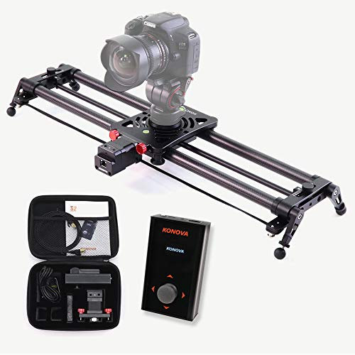 KONOVA Motorized Slider P1 Series Carbon Slider Dolly with S2 for Parallax Panorama Shot Live Motion and Timelapse Supports Camera, Mobile Phone, DSLR, Mirrorless with Bag (60cm (23.6 inch))