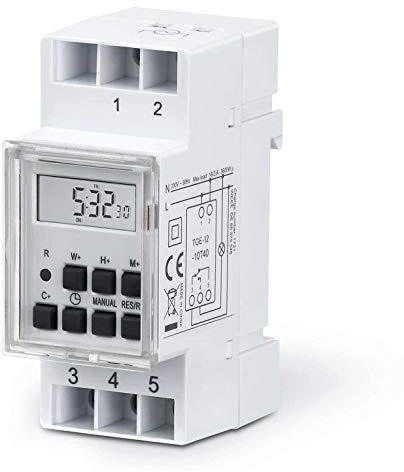 Digitale Zeitschaltuhr für Hutschiene | Einbau in Zählerschrank Schaltschrank Schalttafeln | 3600W | LCD Display | Wochenzeitschaltuhr Zeitschalter Schaltuhr Timer | Weiß