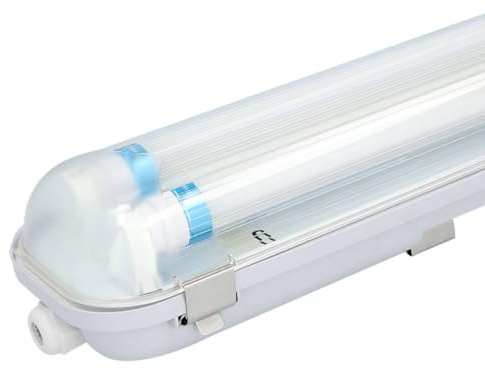 HOFTRONIC - LED-Feuchtraumleuchte 120cm 6000K Kaltweiß 36W 5040lm 140lm/W Flimmerfrei Verlinkbar T8 Werkstattlampe IP65 Wasserfest Wannenleuchte Doppel für Garage Keller Büro