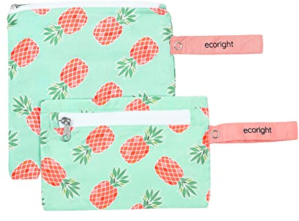 Tejido 100% reciclado Bolsa reutilizable merienda y sándwiches de doble capa lavable - Fácil de limpiar | Cremallera de fácil apertura | Pack de 2