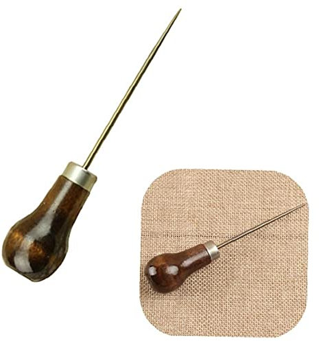Ruluti 1pc Professionelle Leder Holz Griff Ahle Werkzeuge Für Leder Stitching Nähzubehör