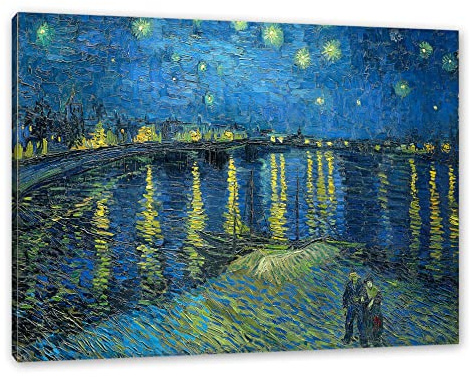 Pixxprint Vincent Van Gogh - Sternennacht über die Rhône, Größe: 120x80cm, Leinwandbild, fertig gespannt, Wandbild, Dekoration, Kunstdruck, kein Poster