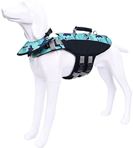 Hunde Sicherheit Badeanzug Rettungswesten für Pool Strand Bootfahren, Schwimmweste mit Rettungsgriff, Auftrieb Hundewesten Westen für Schwimmen Bootfahren Kanufahren ( Farbe : Cp blue , Größe : XL )