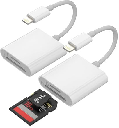 Micro SD TF Flash Adapter Card Reader Accessories 2in1(2Pack)Iphone Lightning Camera Memory for Apple MFI 11 12 13 14 Pro Max 7 6 8 Plus X XS XR SE Ipad Air Mini 2020 Compact Photo Photography Viewer