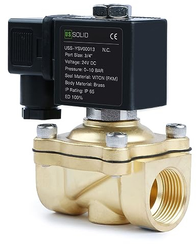 U.S. Solid Magnetventil Messing G 3/4 24V DC stromlos geschlossen 10 bar - Elektrisches Wasserventil für Wasser, Luft, Diesel, Kerosin, Benzin