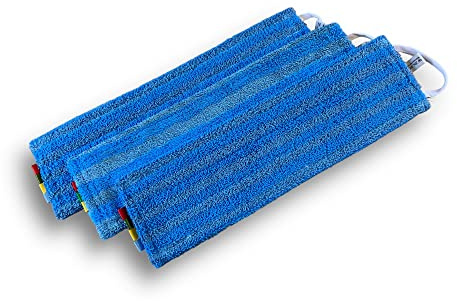 Kibros Lot 6 packs 3 franges Micro Easy balai Carabao velcro microfibre | 6 packs, glisse optimisée, usage sec ou humide, lavable en machine, code couleur pour secteur.