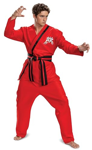 Disguise Eagle Fang Adult Costume, Official Cobra Kai Adult Costumes with Pants and Belt, Adult Size XS/S