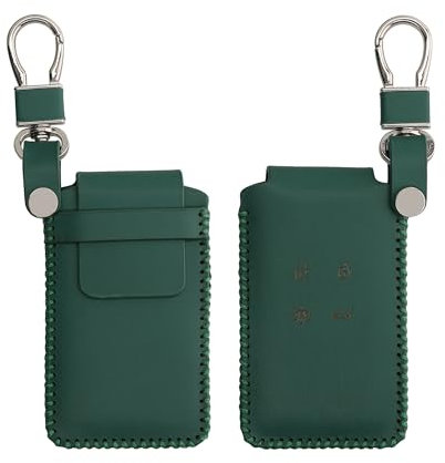 kwmobile Leder Autoschlüssel Hülle kompatibel mit Renault 4-Tasten Smartkey Autoschlüssel (nur Keyless Go) Schlüsselhülle - Schlüssel Tasche Dunkelgrün