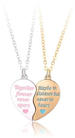 2PCS BFF Halsketten, Freundschaft Kettenhalsketten Together Forever Never Apart Anhänger, Magnetische Paar Halskette für Sie und Ihn, Schmuck Geschenke für Kinder Beste Freunde Paare Familien