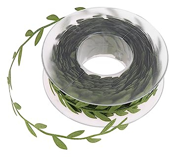 NUOBESTY Green Leaves Jute Twine Embossed Leaf Ribbon Thick Thin Wrapping Decorative for Parties Gifts