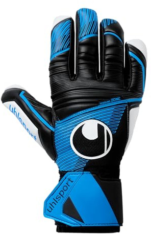 uhlsport Soft HN Comp, Kinder und Erwachsene Torwarthandschuhe, Noir/bleu Fluo/Blanc, 7 -