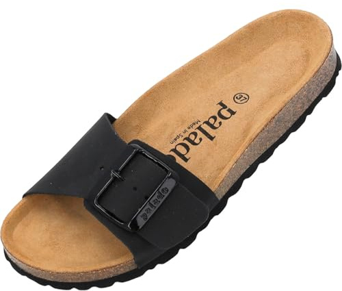 Palado Sandalias para mujer Malta EGS Matt – Sandalias con suela de corcho natural – con suela de ante fino – extra cómodas, Negro , 41 EU