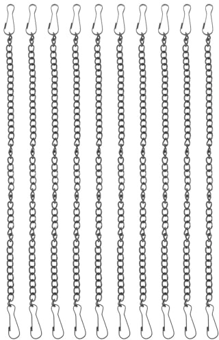 DIYEAH 10pcs Black Metal Hanging Chains with Hooks, 7.8 Inch Iron Chains for Signs, Posters, Door Plates, and Home Decorations