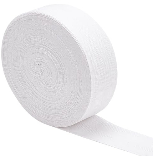 FINGERINSPIRE 20 m Baumwoll Twillband Mit Fischgrätenmuster 40 mm Breites Weißes Twillband Fischgrätenband Zum Nähen Basteln Gurtband Bindeband Für DIY Kleidungszubehör