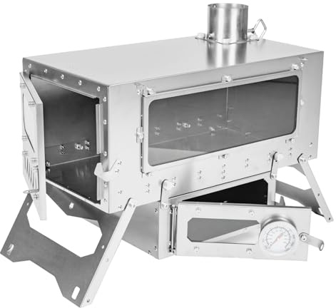 TrekRevive Magma - Estufa de titanio con horno, ligera y portátil, horno extraíble, estufa de leña para mochileros, calefacción de tienda de campaña, cocina, pesca, horneado