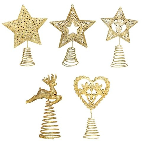 RORPOIR 5stücke Teiliges Weihnachtsbaumspitzen Kreative Goldene Baumdekoration Für Festliche Anlässe Geeignet Für Zuhause Und Feiern