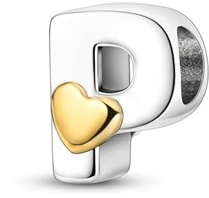 KUNSIR Charm Anhänger Damen Buchstabe A-Z für Armband 925 Sterling Silber Charms Beads passend für Pandora Armband und Halskette, Kompatibel mit Europäischen Armbänder für Frauen Mädchen KJC874
