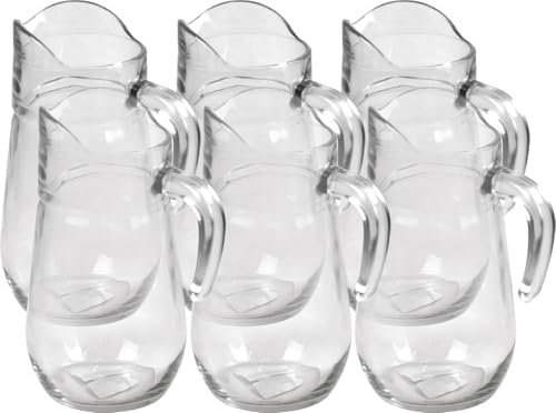 6 Pack Clear Thick Transparent Glass Jugs Serving Table Decanter Set (Orchid)