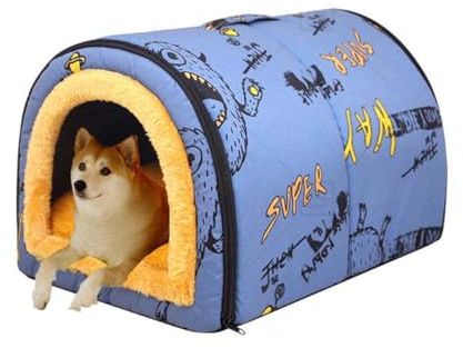 Hundehöhlenbett Iglu, 2 in 1 faltbares Hundebett Haus mit abnehmbarem Kissenkissen, warmes Katzenzelt, tragbares Angstlinderungs-Haustierhöhlenbett für Katzen Welpen mittlere Hunde (XL für Haustiere