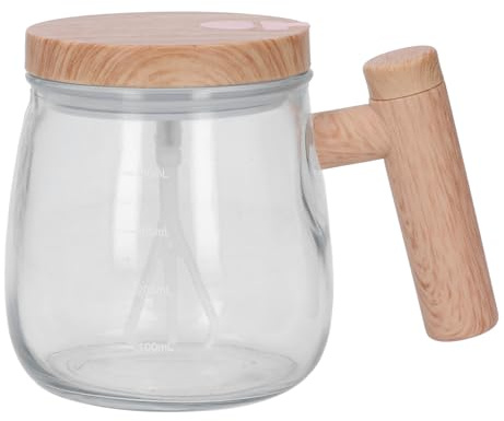 Electric Glass Mixing Cup for Coffee and Drinks, Automatic Self-Stirring Coffee Mug with Transparent Lid, Handheld Design for Office Use or Home