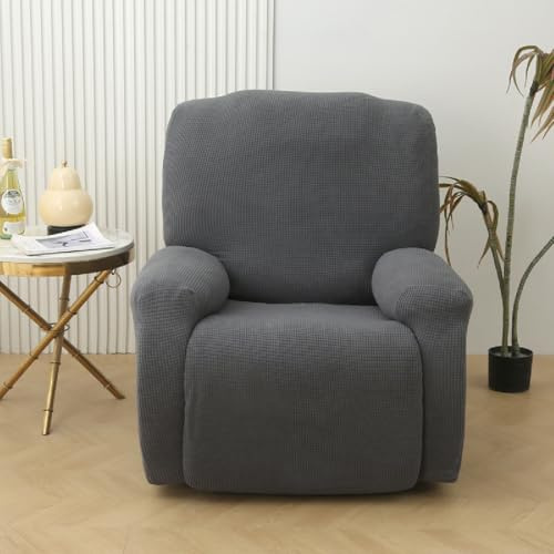 PEIHUODAN Housse De Fauteuil Relax Élasticité Jacquard Colore Unito Housse Canapé 1 Place avec Accoudoirs Protege Fauteuil Canape Relaxation Inclinable Electrique (Dark Gray,1 siège)