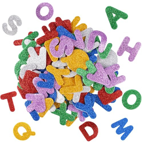 78 Stück 4 cm Moosgummi Buchstaben Selbstklebend, Moosgummi Glitzer Buchstaben A-Z Geeignet zum Malen, Dekorieren, Geschenkverpackung, Basteln Und für Den Schulunterricht (6 Farben, Farben Zufällig)