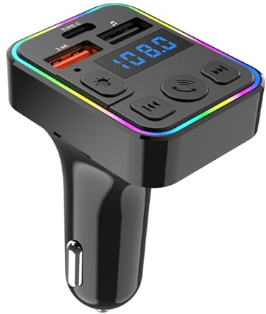 Ahuuen Car FM Transmitter | MP3 Wireless Transmitter | Double USB with Type-C Port Receiver Plug-and-play for Truck Radio Conversion RV Audio Driver Road Trips Music