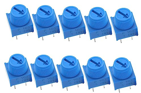 10 Stück Trimmerpotentiometer 3-polig mit Einstellknopf für Prototyping | Verschleißfest, Anpassbarer Widerstand, Leicht Steckbretter Steckbar, für Geräteinneres und Breadboarding