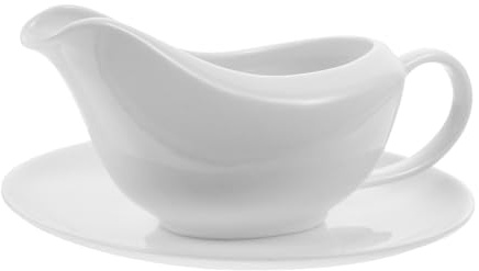 COLLBATH Salsiera in Ceramica Bianca Brocca da Portata per Salse e Condimenti Ciotola per Sughi Caldi e Freddi Facile da Pulire e Trasportare