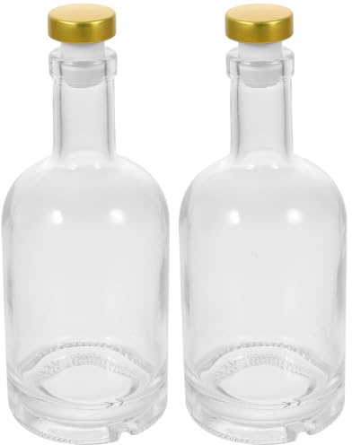 Happyyami 2 Piezas Botella De Vino De Fondo Grueso Vidrio Transparente Espesado Para Licor De Vodka Vino Whisky Uso Copa De Botella