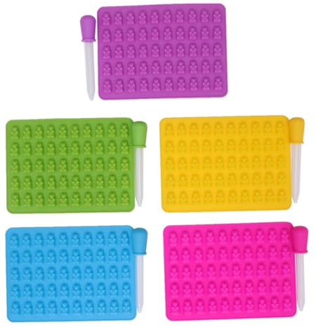 DOITOOL 5 Ensembles Moule Ours en Silicone avec Compte-gouttes pour Chocolat Bonbons Gélifiés
