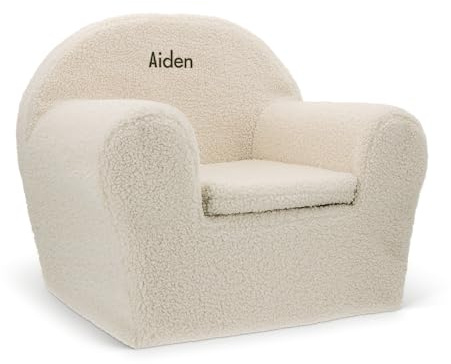 your surprise Kindersessel mit Namen - Kindersessel personalisiert mit Namen oder Text, hergestellt aus Baumwolle für Jungen und Mädchen im Alter von 1 bis 4 Jahre (Weiß - Teddy)