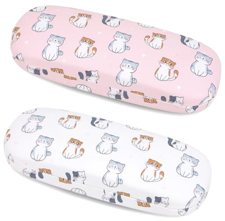 Beipegin 2 pezzi unicorno sirena gatto custodia occhiali rigida per ragazze, custodia occhiali da sole con panno per occhiali, Gatto, Taglia unica