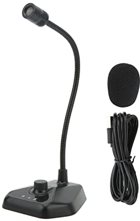 NBVGHPSRW Microphone d'ordinateur USB avec sourdine, Micro à condensateur de Bureau pour Ordinateur Portable, Microphone à col de Cygne omnidirectionnel à 360 degrés pour Le Streaming, Les