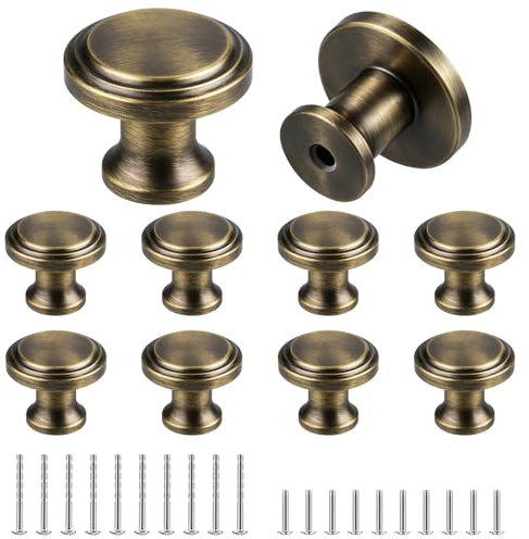 10 Pezzi Manopole per Mobili Vintage,25 mm Manopole Rotonde per Ante Mobili | Maniglie per Mobili,Manopole per Armadi Colore Bronzo Tonde,per Cassetti,Mobili,Armadi da Cucina,Armadi