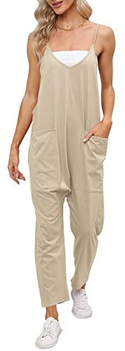 Cegerne Salopette Donna Estiva Larga Senza Maniche Tuta Intera Jumpsuit Premaman Casual da Lavoro Giardino con Tasche Grandi