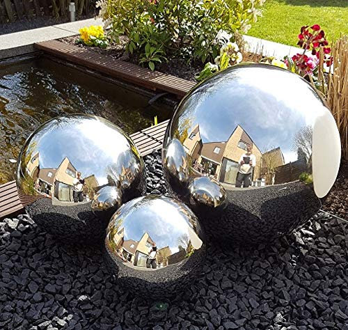 garten-wohnambiente Dekokugel 4er Set aus Edelstahl 5/10/15/20 cm poliert Dekorationskugel Edelstahlkugel