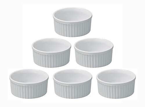 Hobby Tech Petits Ramequins verrines Blancs 9cm x 4,5cm Moule à soufflé pour Muffin pâtisseries Cupcake et crème brûlée Desserts en céramique résistant Forte température (6)