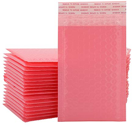 Shoze 50 Pcs Bubble mailers Pink Foil Padded Bag Mailing Envelopes Padded Mailing Shipping Packaging Bags for Promotions or an Alternative to Gift wrap(11 * 15CM)